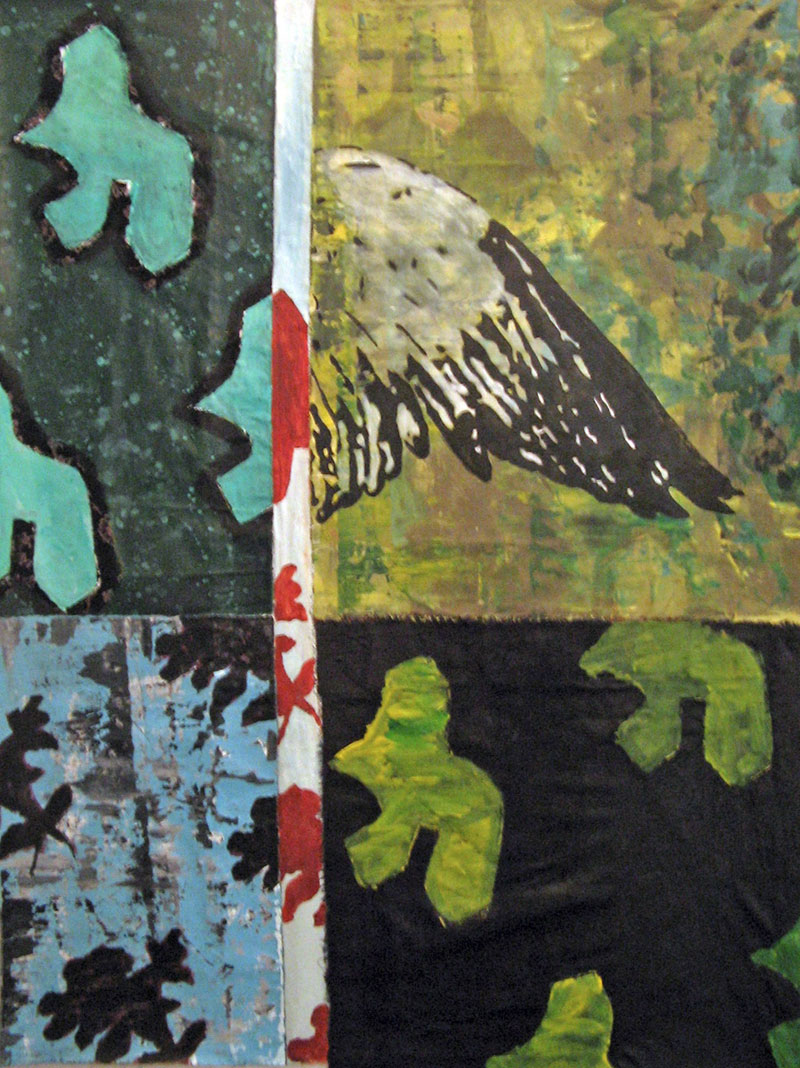 Aile -  Acrylique sur tissus raboutés – 93 x 125 – 2009