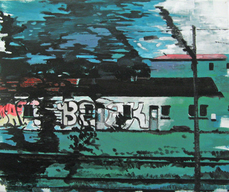 Vue du train -  Acrylique sur toile – 55 x 46 – 2010-11