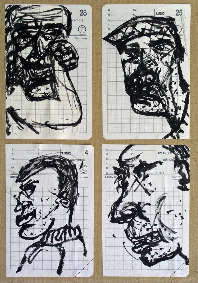'' Têtes '' – Ancre sur papier– 1995