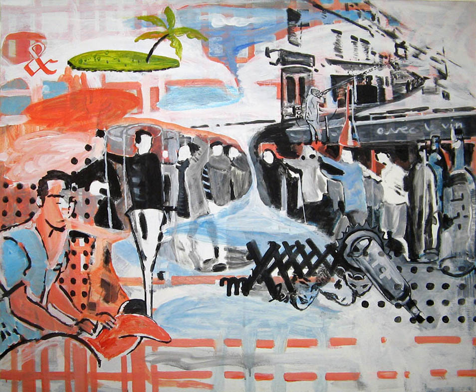 '' Et ils sortirent dans la rue avec le vin... - Acrylique sur toile  - 100 x 81 – 2009