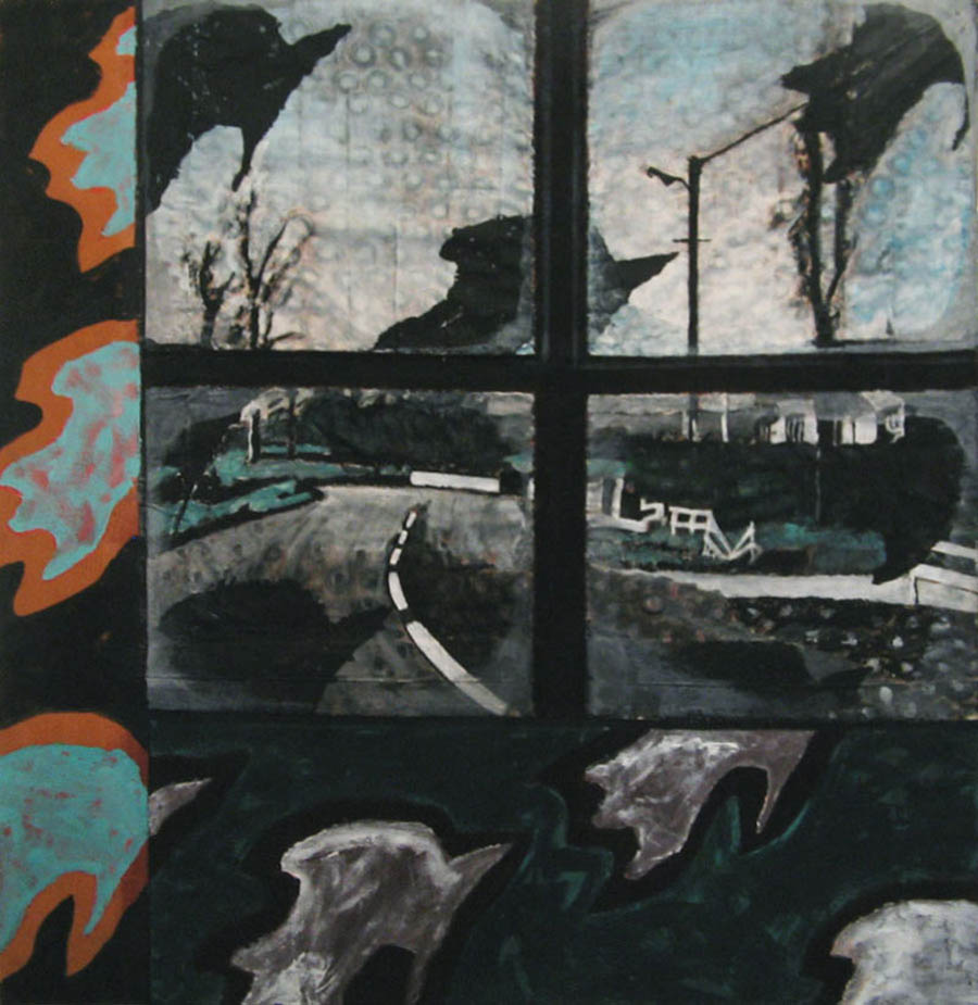 Fenêtre - Acrylique sur tissus rabouté - 93 x 95 - 2010