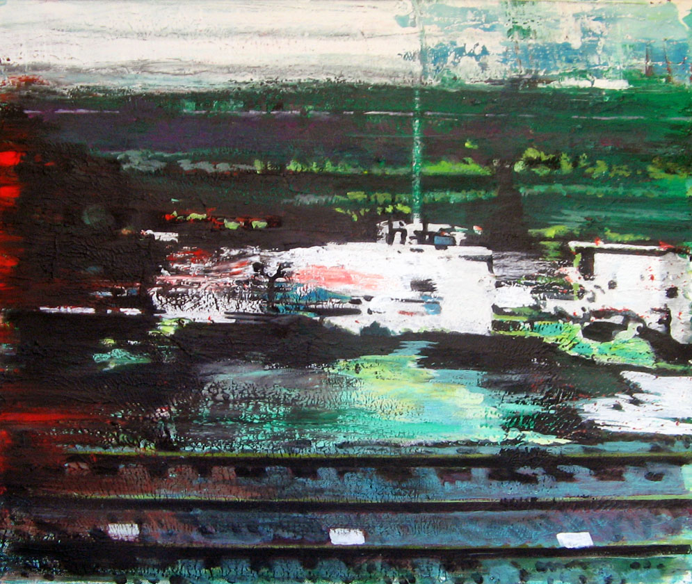 Vue du train - Acrylique sur toile - 55 x 46 - 2010-11