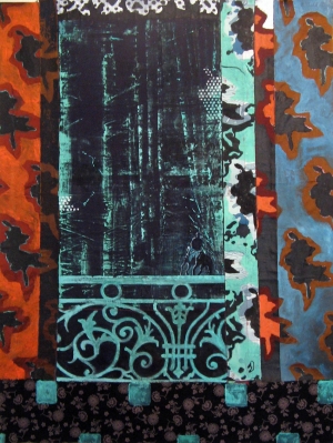Le cavalier au balcon - Acrylique sur tissus raboutés – 114 x150 - 2009