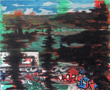 Vue du train  - Acrylique sur toile – 46 x 38 – 2010-11